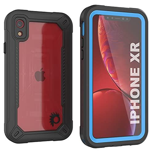 PunkCase iPhone XR用 防水 ケース [Maximus シリーズ] [スリム フィット] [IP68 認証] [耐衝撃性] クリア アーマー カバー スクリーン プロテクター付き | iPhone XR ブルー