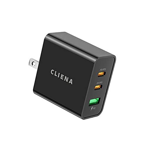[ブランド] CLIENA 急速充電器 PD対応 65W 新規格PPS(Programmable Power Supply) GaN (窒化ガリウム)採用 折り畳み式プラグ USB-C ×2ポート+USB-A ×1ポート ... ブラック