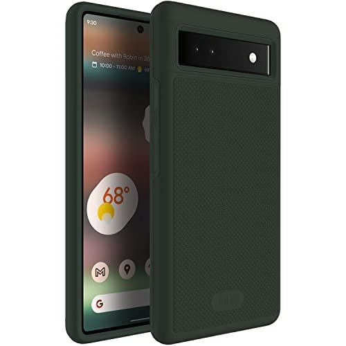 TUDIA Google Pixel 6a ケース、「MergeGrip」米軍MIL規格 2層保護耐衝撃性滑り止め超薄型TPU保護ハード Pixel6a ケース - パイングリーン