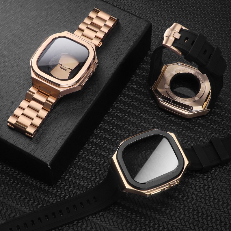 【15-25日！クーポン利用で15%OFF】送料無料 Apple Watch 9 8 7 バンド ステンレス Apple Watch series 7 44/45mm ステンレス バンド Apple Watch SE バンド Apple Watch series 6 5 4 一体型 交換用バンド apple watch 7 カバーバンド プレゼント レザー メンズ