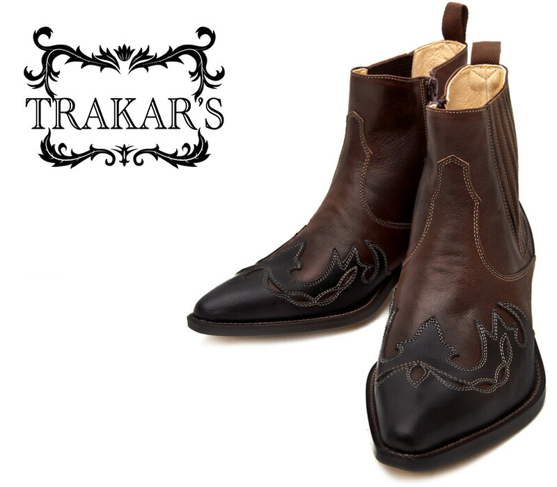 TRAKAR'S★鋲打ちショートブーツ★黒・トンガリブーツ・ブラックブーツ 楽天市場】[TRAKAR'S] トラッカーズ 14301 Black×Python