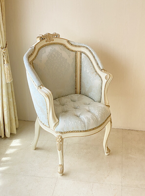 正規品質保証】 New ルイ ダイニング アームチェア W57cm ホワイト色 ホワイトリリ−の張地 輸入家具 オーダー家具 プリンセス家具  モダンクラシック フレンチスタイル