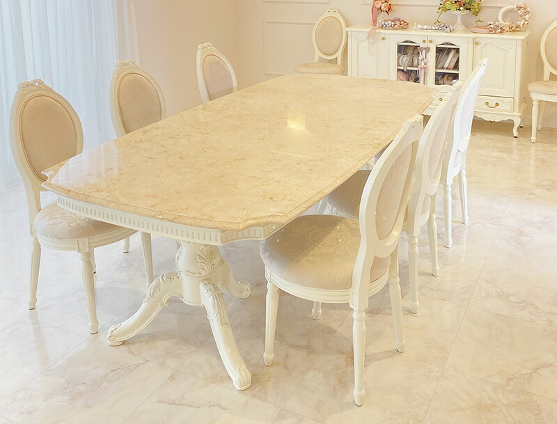 楽天市場】大理石家具 ダイニングテーブル 240cm 2本脚