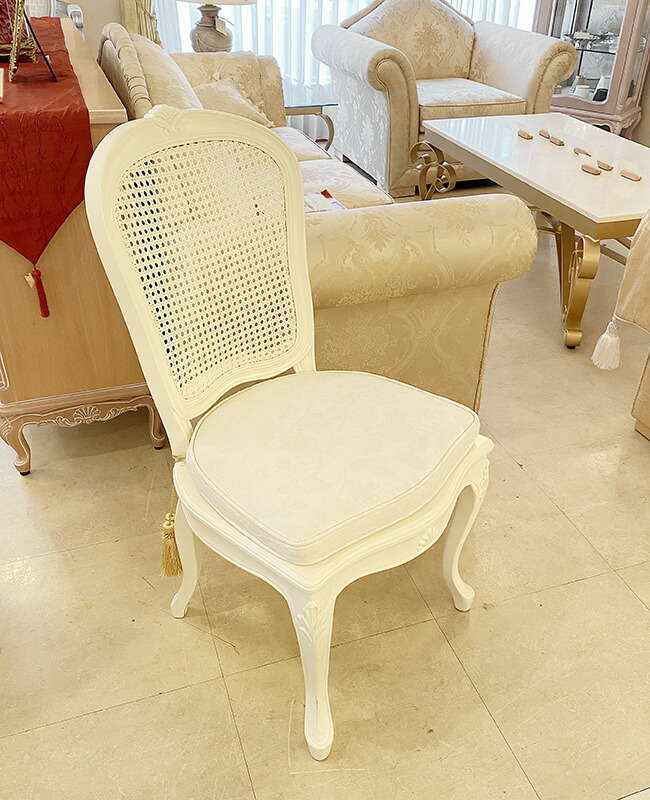 正規品質保証】 New ルイ ダイニング アームチェア W57cm ホワイト色 ホワイトリリ−の張地 輸入家具 オーダー家具 プリンセス家具  モダンクラシック フレンチスタイル