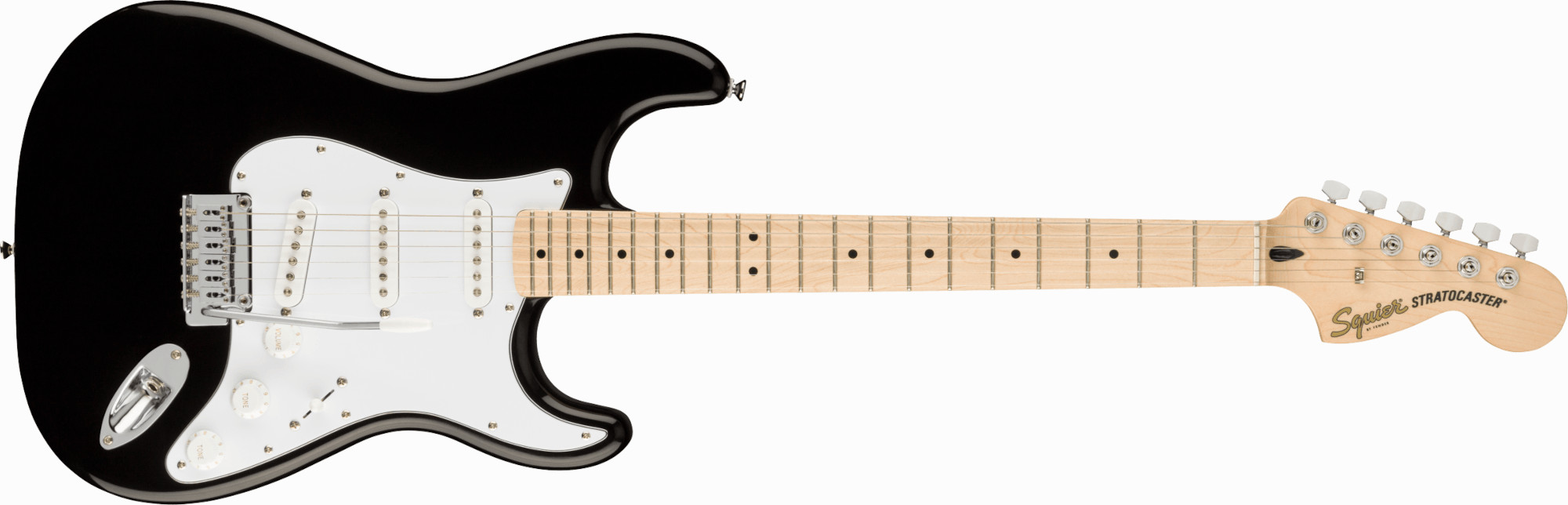 Squier by Fender《フェンダー》《スクワイヤー》Affinity Serie Stratocaster Maple Fingerboard, White Pickguard, Black｜ウエスト店