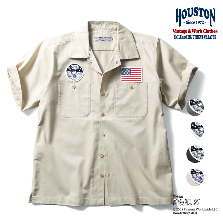 HOUSTON(ヒューストン) x BEANUTSTWILL S/S SHIRT[41182] ピーナッツコラボ 半袖 ツイルシャツ メンズ アメカジ 【￥9,350】【RCP】｜WEST WAVE