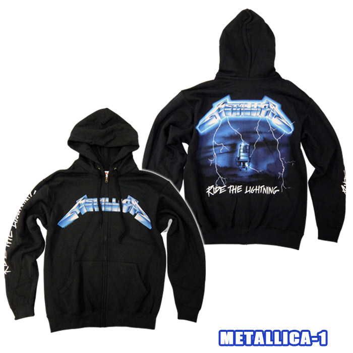 ROCK ZIP HOODY METALLICA-1 Zip Hoody[メタリカ] ONE ジップフーディ  USサイズ 長袖 ジップスウェット裏起毛  パーカ【RCP】英国/米国のオフィシャルライセンス