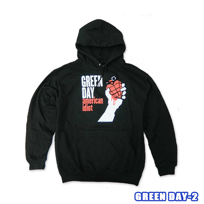 ROCK HOODY GREEN DAY-2  [グリーンデイ] HOODED SWEATフーディ AMERICAN IDIOT US大きさ 長袖 プルパーカ裏起毛  アノラック【RCP】連合王国/亜米利加のオフィシャルライセンス