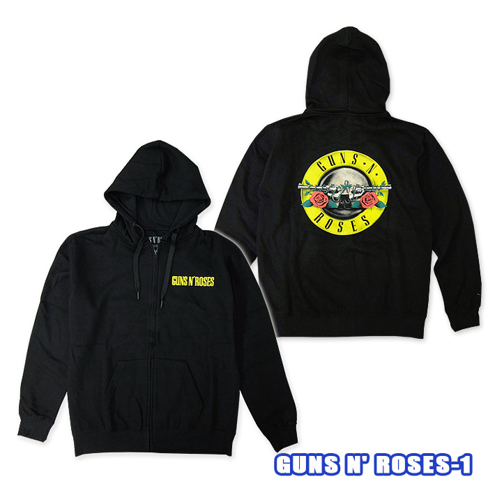 ROCK ZIP HOODYGUNS N\u0027\u0026  ROSES-1 Zip Hoody[ガンズアンドローゼス] ジップフーディ CLASSIC LOGO US大きさ 長袖 ジップスウェット裏起毛  アノラック【RCP】連合王国/亜米利加のオフィシャルライセンス