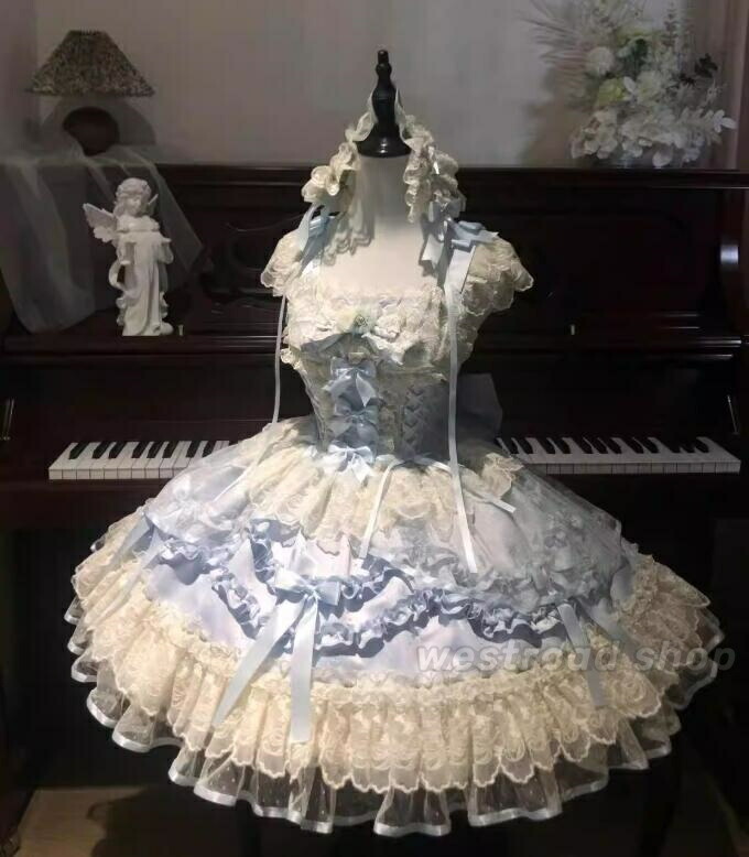 ロリータドレス レディース 姫ロリ 甘ロリ お姫様ドレス ミドル丈 裾フリル リボン Lolita ゴスロリ ロリータワンピース ジャンパースカート ワンピース 女子 中校生 高校生 大人可愛い ハロウィンクリスマス コスチューム ロリータ服 文化祭 学園祭 ロリータファッション
