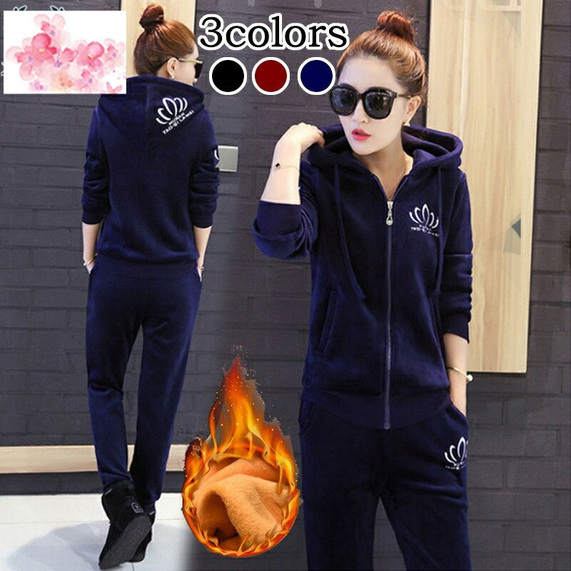 楽天市場】ベロア セットアップ ルームウエア フード付き プル