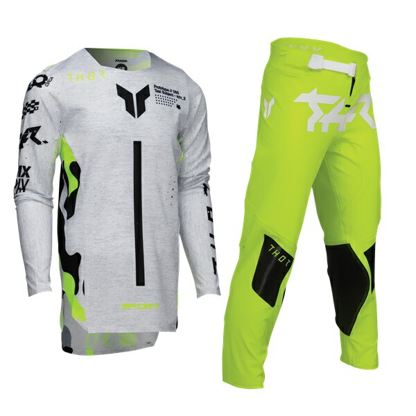 子供用 MXウエア 上下セット THOR SPORT RIOT ホワイト/アシッド キッズ ジャージ&パンツ モトクロス 正規輸入品 WESTWOODMX 25