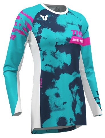 女性用 MXジャージ THOR LAUNCH BLEACH ホワイト/アクア ガールズ用 モトクロス 正規輸入品 WESTWOODMX 26画像