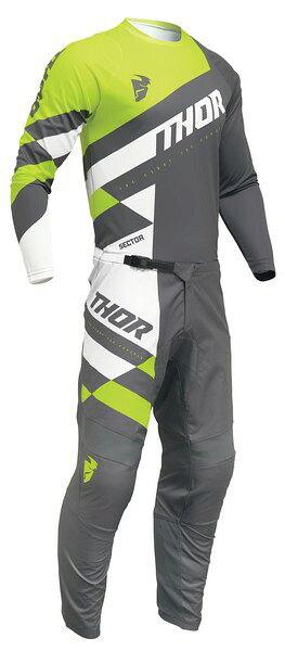 キッズ用 MXウエア 上下セット THOR 24 SECTOR CHECKER チャコール/アシッド 子供用 モトクロス 正規輸入品 WESTWOODMX