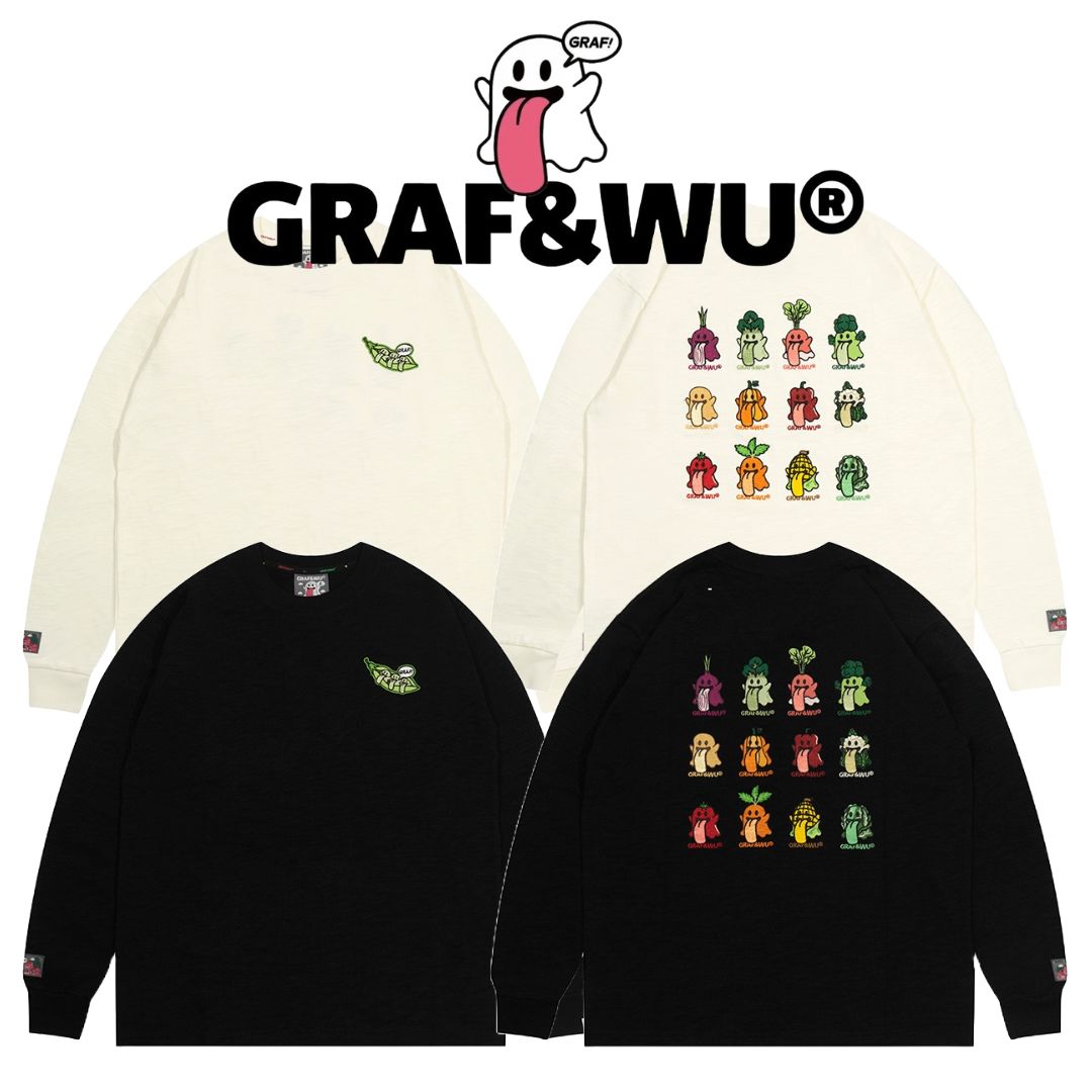 【新品・未使用品】GRAF & WUゴースト 刺繍 トレーナー　Mサイズ 黒 GRAF&WU グラフアンドウー スウェット おばけ 刺繍 オーバー