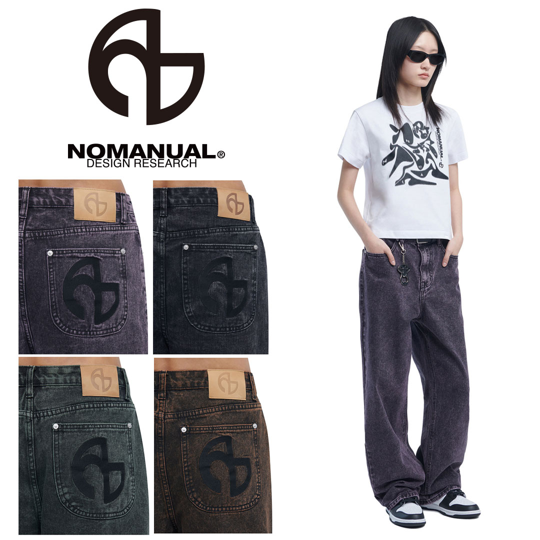 NOMANUAL ノーマニュアル SEMIWIDE DENIM PANTS 送料無料 ブラック ディープパープル ダークブラウン ダークグリーン パンツ 無地 ロゴ ユニセックス ロゴ 韓国ブランド 韓国 海外ブランド 10代 20代 30代 ストリート nm51dp01 12,210円