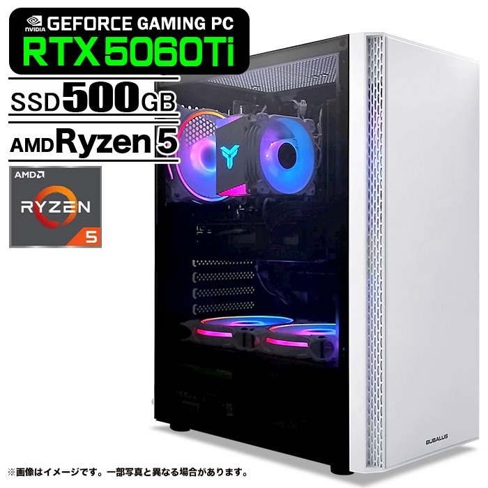 ゲーミングマイコン 勉強机いの一番マイコン U3 GeForce RTX5060Ti AMD Ryzen5 5600GT Win11 NVMe M.2 SSD500GB 記憶装置16GB PASOUL 煌