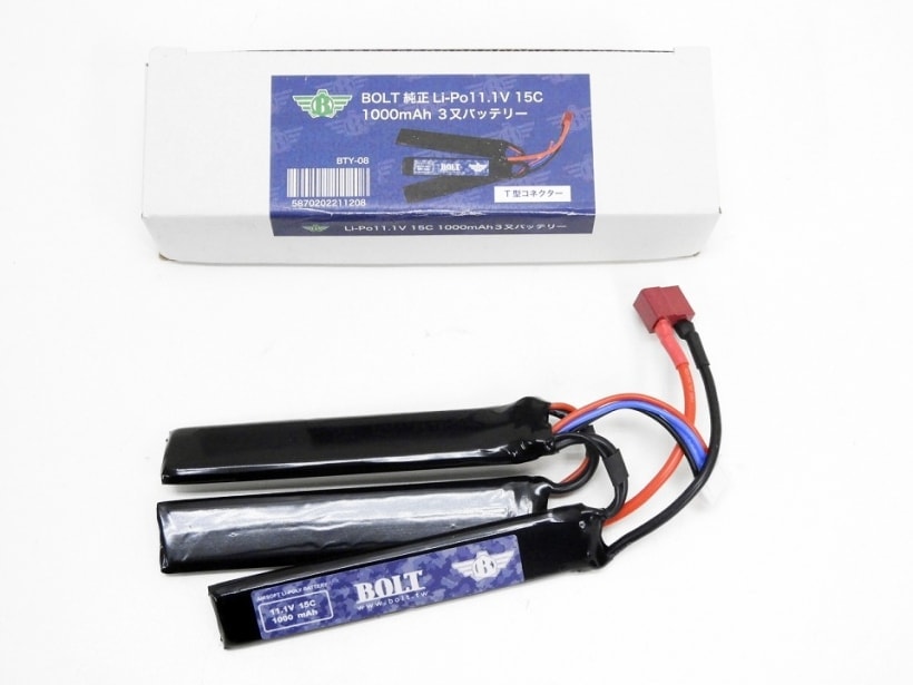 【新品】[BOLT] LiPoバッテリー 11.1V 1000mAh 15C セパレートタイプ T型コネクタ BTY-08画像