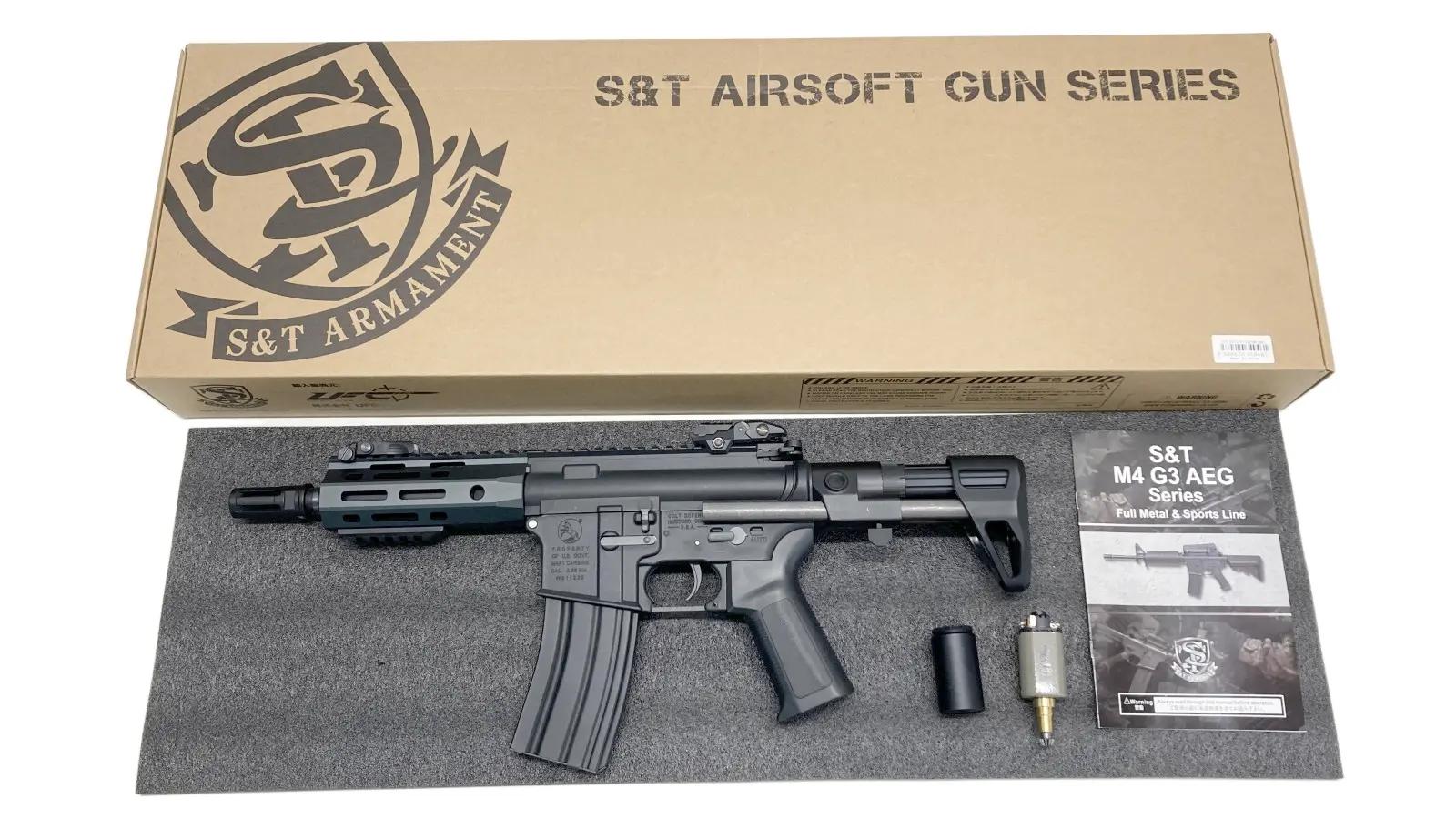 【中古 カスタムあり】[S&T] M4 URX4 M-LOK PDW-S チャレンジャーライン G3電動ガン BK モーターカスタム【ランクB・画像の物が全てです(箱有)】
