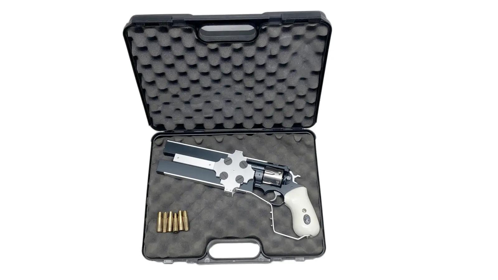 【中古】[マルシン] スーパーレッドホーク MAXI 9.5インチ ブラックHW 8mmベースカスタム [ガングレイヴ「ケルベロス」] ガスリボルバー【ランクB・画像の物が全てです(ガンケース付)】