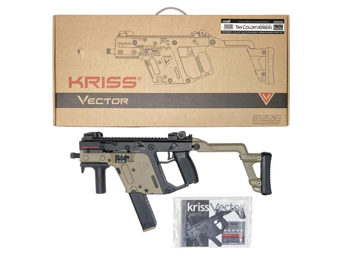 【中古 カスタムあり】[KSC] Kriss ベクター SMG TANカラー ガスブローバックガン ツートンカスタム【ランクC・画像の物が全てです(箱有)】｜エアガンドットジェーピー
