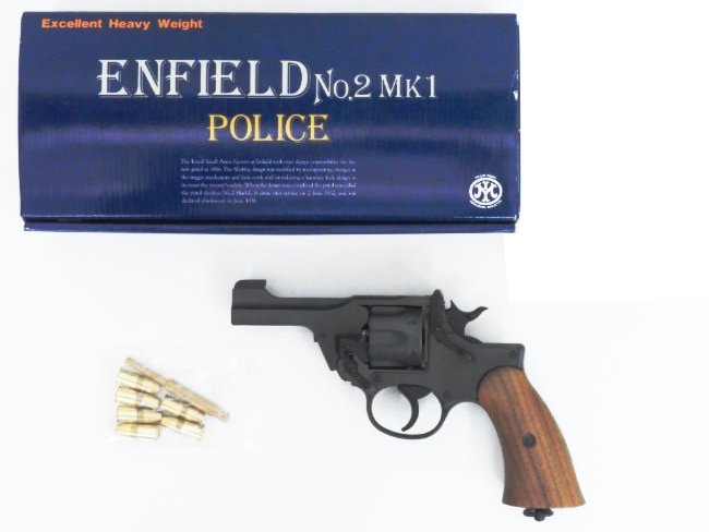 【中古】[マルシン] エンフィールド No.2 MkI ポリス エクセレントHW 木製グリップ 発火モデルガン【未発火・ランクA・画像の物が全てです(箱有)】〔夏のボーナス！〕