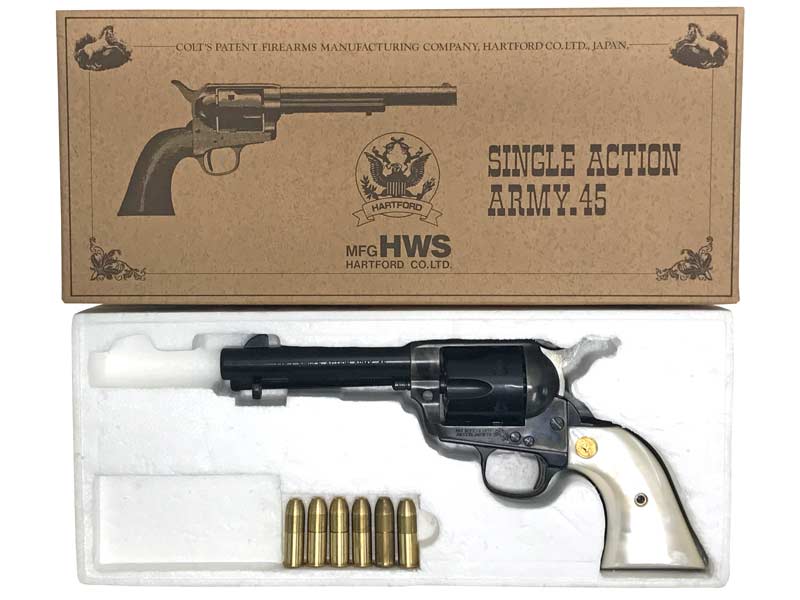 【中古】[HWS] SAA.45 ブルーイング ケースハードンカスタム シビリアン 完成品 モデルガン【未発火・ランクB・画像の物が全てです(箱有)】