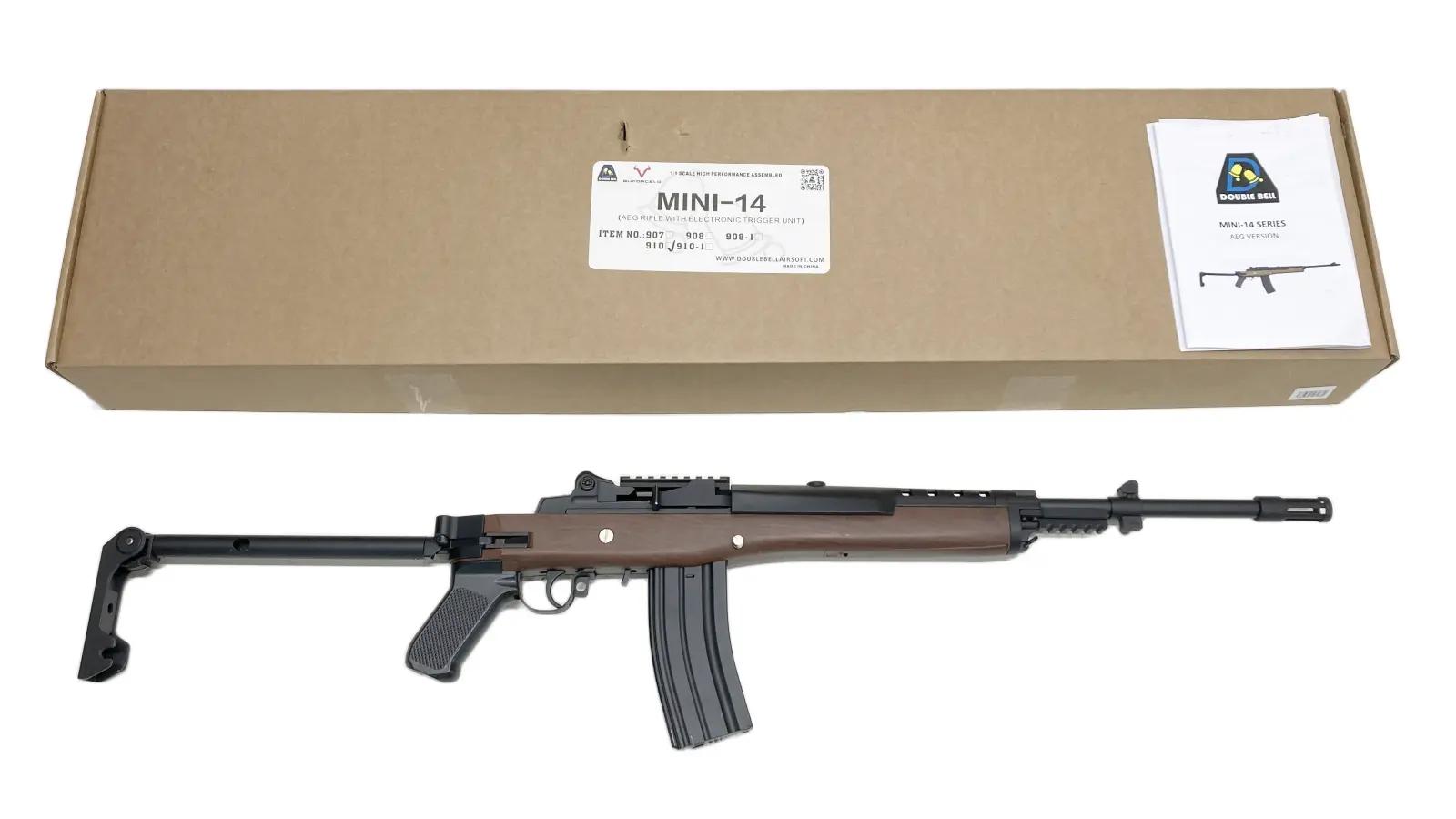【中古】[DOUBLE BELL] Mini-14 GB メタル電動ガン フェイクウッド ETUバージョン BK【ランクC・欠品なし 箱に傷みあり】｜エアガンドットジェーピー