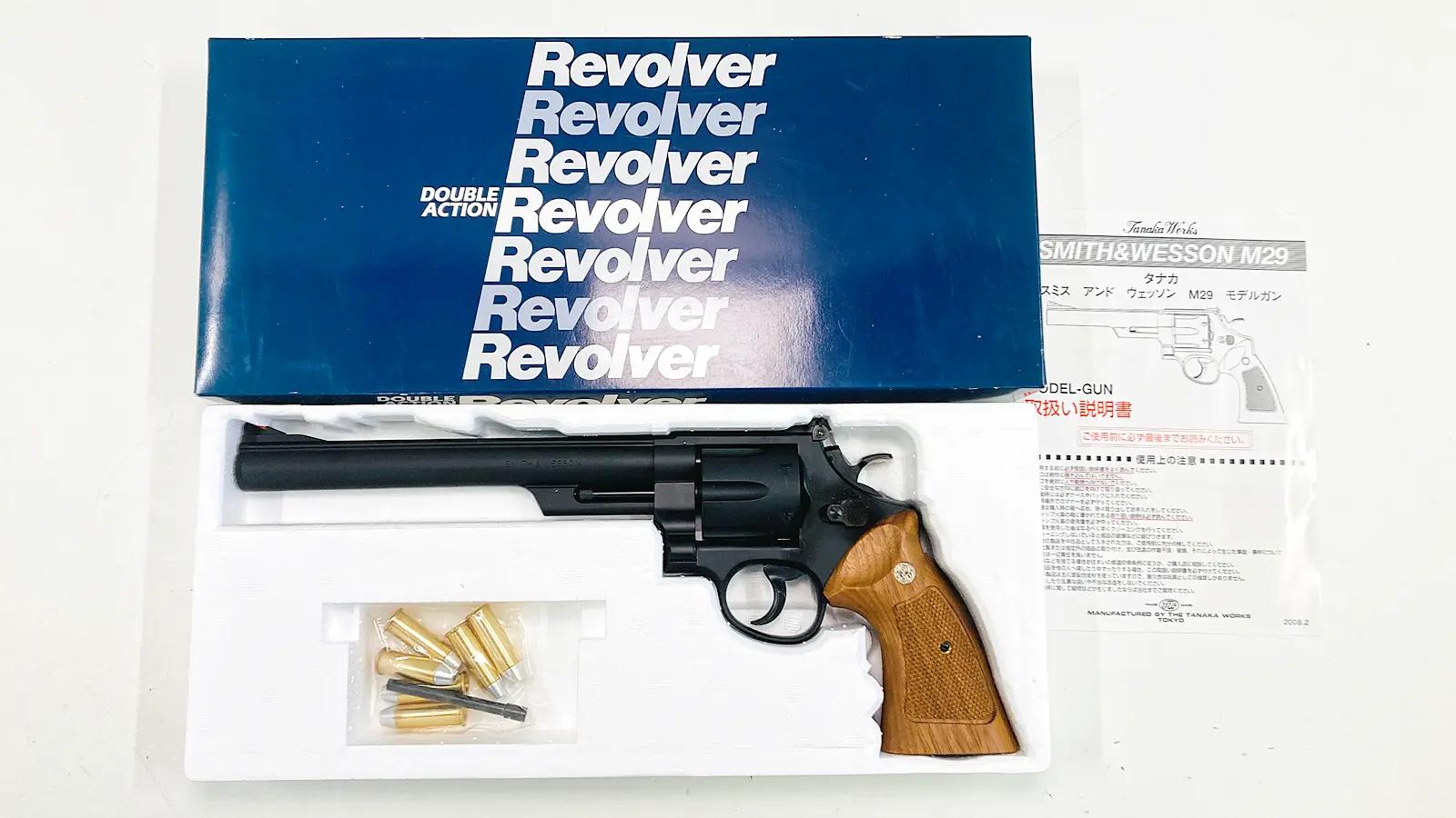 【中古】[タナカワークス] S&W M29 カウンターボアード 8-3_8インチ トラヴィス HW 発火モデルガン AW木製グリップカスタム【未発火・ランクA・画像の物が全てです(箱有)】〔夏のボーナスで〕｜エアガンドットジェーピー