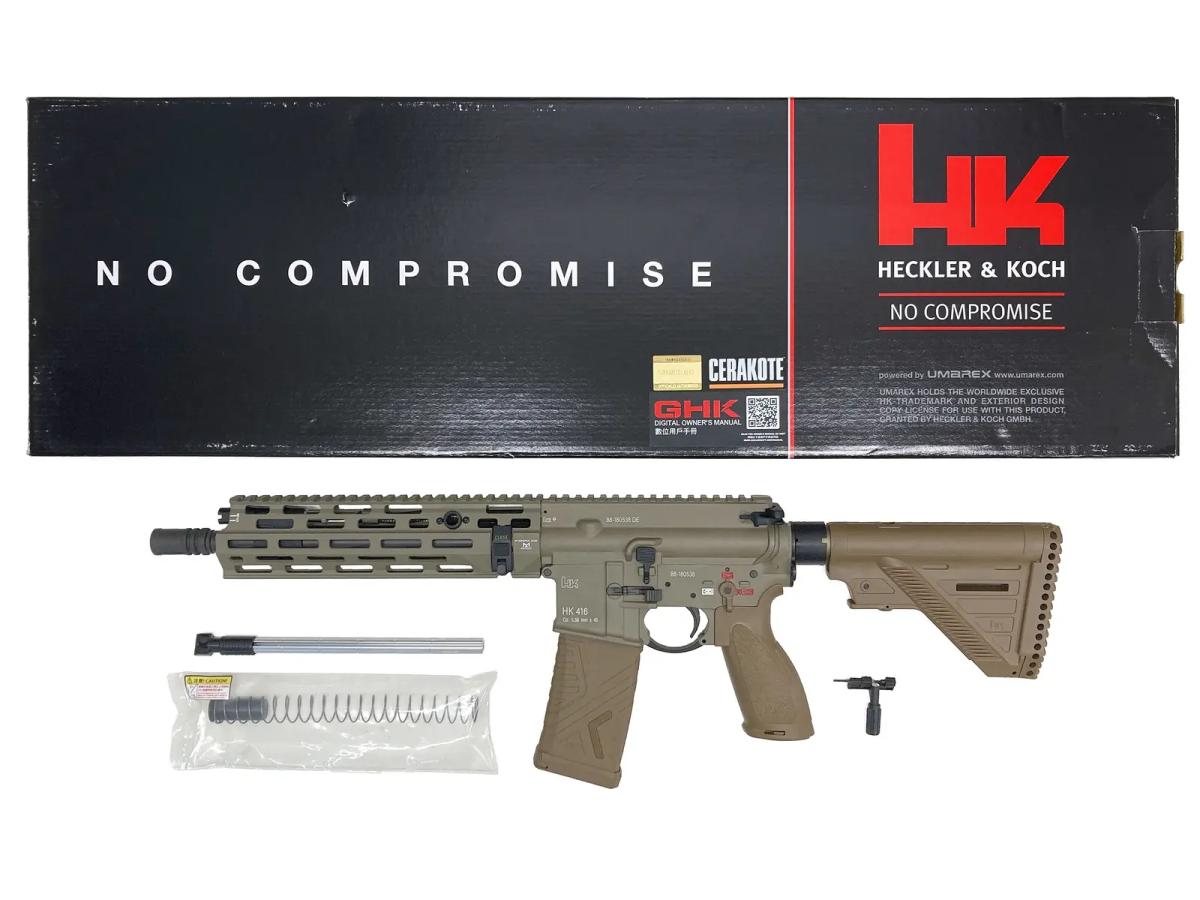 【新品 並行輸入品】[GHK] UMAREX HK416A5 V3 TAN 正規ライセンス GBBR DXver〔夏のボーナスで〕｜エアガンドットジェーピー