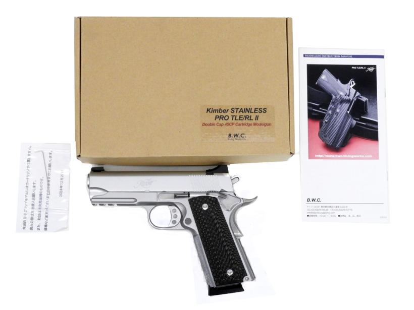【中古】[BWC] Kimber STAINLESS PRO TLE_RL II ステンレスシルバーコーティング ダブルキャップ45ACPカート 発火モデルガン 実銃用G10グリップ【未発火・ランクA・欠品なし】