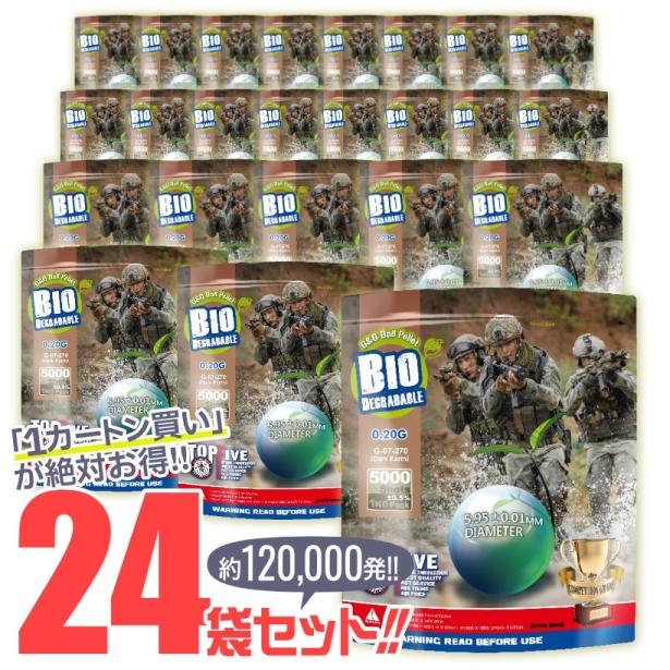 【新品 取寄ご対応】[G&G] 《1カートン買い!!》 TOP FIVE B10 DEGRADABLE バイオ0.20gBB弾 ダークアース 1kg 約5000発入 G-07-270 ×24袋