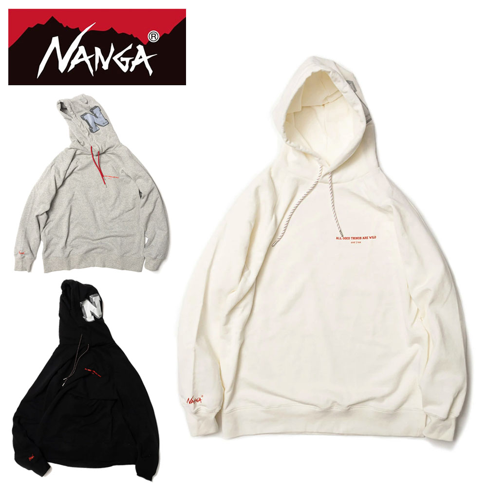 ナンガ NANGA パーカー スウェットパーカー プルオーバー ウェア スウェット アウトドア キャンプ 綿100％ NANGA AGTAW SWEAT HOODIE ホワイト 白 ブラック 黒 グレー M L XL メンズ レディース