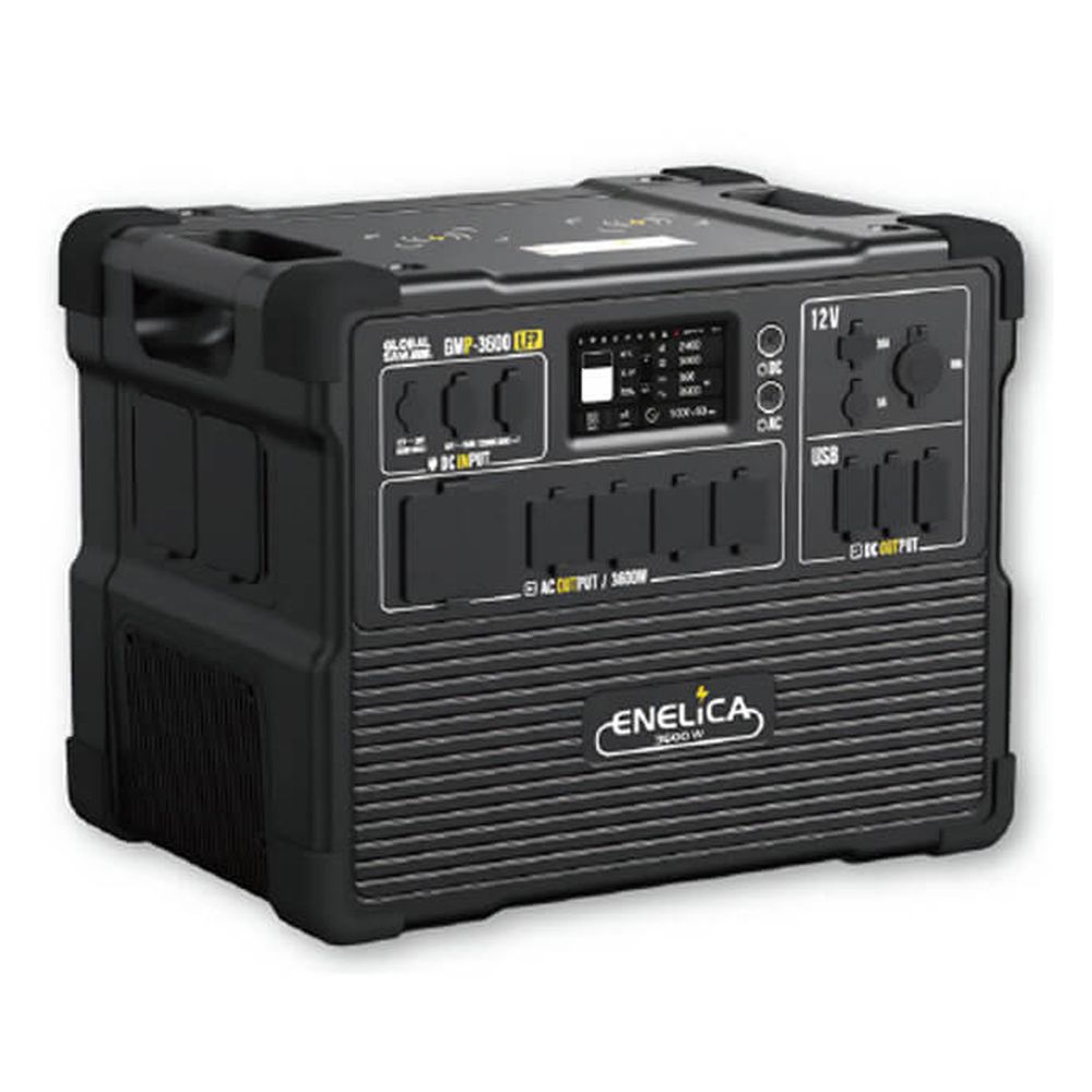 ポータブル電源 大容量 モトユキ GLOBAL SAW ENELiCA エネリカ GMP-3600 定格 3600W 現場作業 防災 アウトドア BCP対策 DC出力 USB-A出力ポート USB-C出力ポート XT60出力ポート シガーソケット DC 5525 無線充電 AC出力 BS-U20 TT30-R 4920350302585
