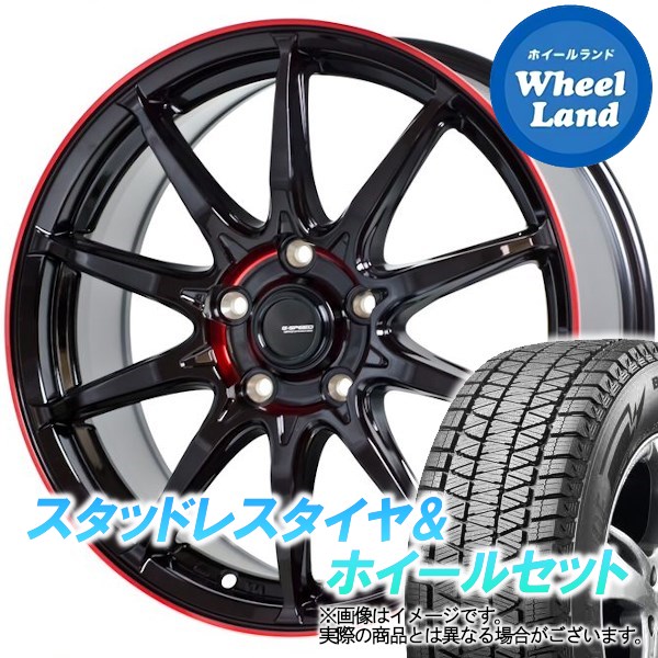 【15日(水)お得なクーポン!!】【タイヤ交換対象】スバル レイバック VN系 ホットスタッフ Gスピード P-05R ブラック＆レッドクリア ブリヂストン ブリザック DM-V3 225/55R18 18インチ スタッドレスタイヤ&ホイールセット 4本1台分