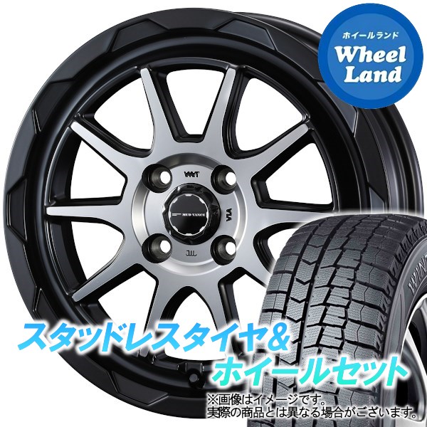 【25日(土)5の付く日限定クーポン!!】【タイヤ交換対象】スズキ MRワゴン MF21S WEDS マッドヴァンス 06 マットブラックポリッシュ ダンロップ ウインターマックス WM02 165/55R14 14インチ スタッドレスタイヤ&ホイールセット 4本1台分｜ホイールランド 店
