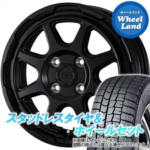 【20日(月)0の付く日限定クーポン!!】【タイヤ交換対象】ミツビシ ekワゴン H81W 14in WEDS ウェッズ スタットベルク セミマットブラック ダンロップ ウインターマックス WM02 165/55R14 14インチ スタッドレスタイヤ&ホイールセット 4本1台分