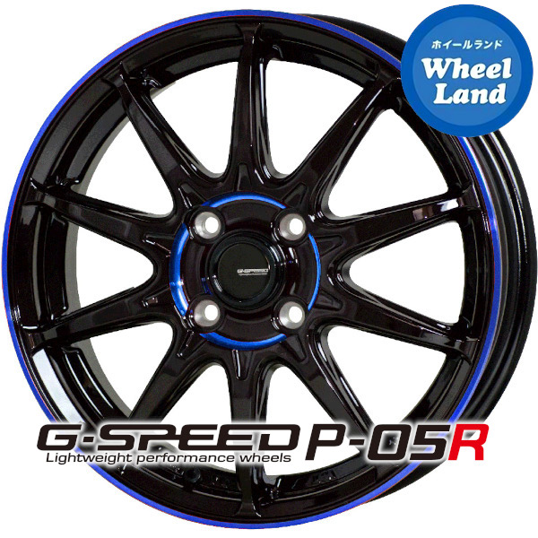 【軽自動車用】ホットスタッフ Gスピード P-05R ブラック&ブルークリア(BK/BLUE) 4.5J-14 +45 4穴 PCD100 14インチホイール単品 4本1台分【送料無料】｜ホイールランド 店 24,696円