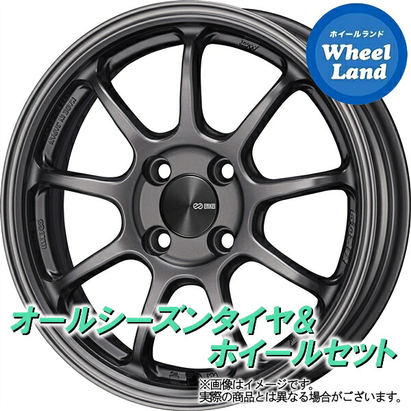 【10日(金)期間限定クーポン!!】【タイヤ交換対象】トヨタ カローラ フィールダー 160系 ENKEI パフォーマンスライン PF09 ダークシルバー ヨコハマ ブルーアース 4S AW21 175/65R15 15インチ オールシーズンタイヤ ホイール セット 4本1台分