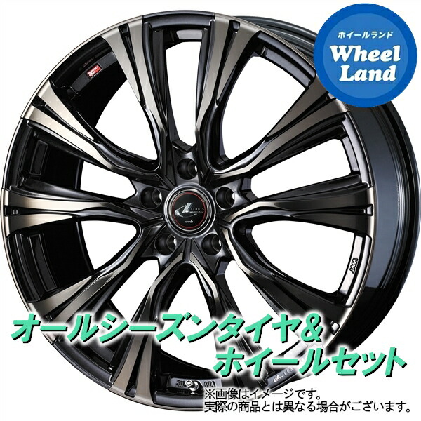 【10日(金)期間限定クーポン!!】【タイヤ交換対象】ニッサン エルグランド E52系 WEDS レオニス VR PBMC／チタントップ ヨコハマ ブルーアース 4S AW21 225/55R18 18インチ オールシーズンタイヤ ホイール セット 4本1台分