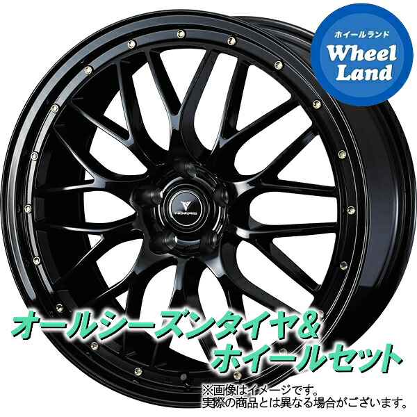 【10日(金)期間限定クーポン!!】【タイヤ交換対象】ホンダ CR-V RE系 WEDS ノヴァリス アセットM1 ブラック／Gピアス ヨコハマ ブルーアース 4S AW21 225/55R19 19インチ オールシーズンタイヤ ホイール セット 4本1台分