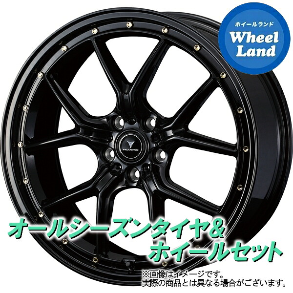 【10日(金)期間限定クーポン!!】【タイヤ交換対象】トヨタ ハリアーHV 30系 WEDS ノヴァリス アセットS1 ブラック／ゴールドピアス ヨコハマ ブルーアース 4S AW21 225/55R19 19インチ オールシーズンタイヤ ホイール セット 4本1台分