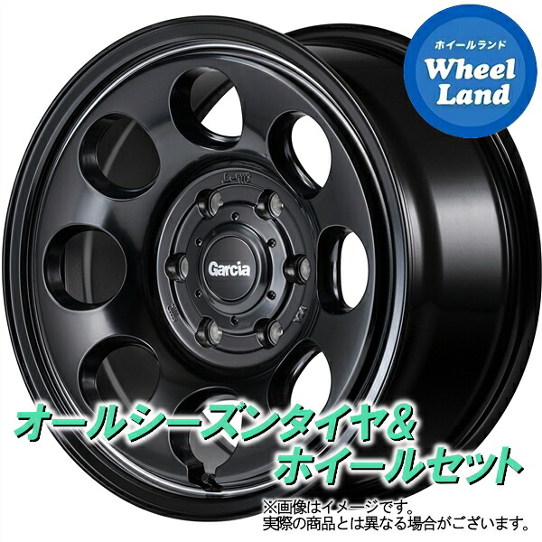 【20日(月)0の付く日限定クーポン!!】【タイヤ交換対象】トヨタ ハイエース 全グレード MID ガルシア パーム8 セミグロスBK／ヴァーレイPO ダンロップ オールシーズン MAXX VA1 195/80R15 15インチ オールシーズンタイヤ ホイール セット 4本1台分