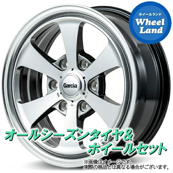 【20日(月)0の付く日限定クーポン!!】【タイヤ交換対象】トヨタ ハイエース 全グレード MID ガルシア ダラス6 ポリッシュ/ライングレー ダンロップ オールシーズン MAXX VA1 195/80R15 15インチ サマータイヤ&ホイールセット 4本1台分