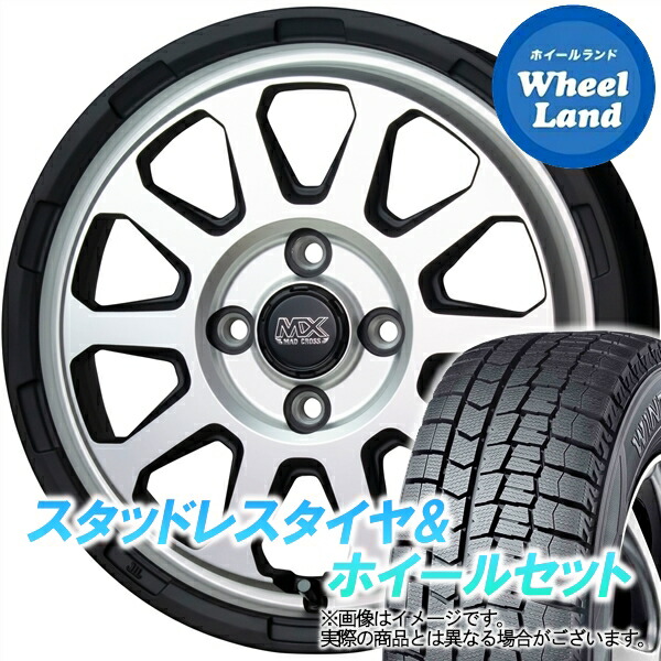 【10日(金)期間限定クーポン!!】【タイヤ交換対象】ミツビシ ekワゴン H82W 14in ホットスタッフ マッドクロス レンジャー マットS ダンロップ ウインターマックス WM02 165/55R14 14インチ スタッドレスタイヤ&ホイールセット 4本1台分