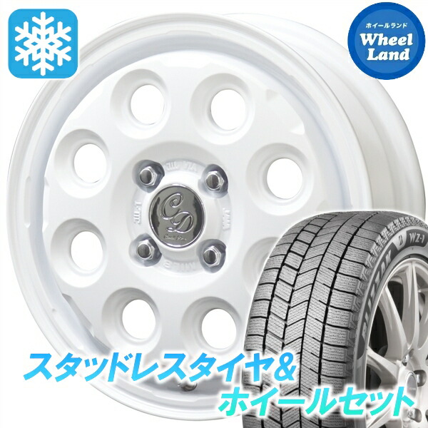 【10日(金)期間限定クーポン!!】【タイヤ交換対象】マツダ スクラムワゴン DG64W KYOHO カワイイ　デコル ネイチャー マットホワイト ブリヂストン ブリザック WZ-1 165/60R14 14インチ スタッドレスタイヤ&ホイールセット 4本1台分