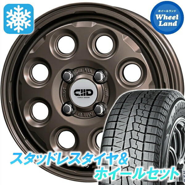 【10日(金)期間限定クーポン!!】【タイヤ交換対象】ホンダ ライフ JB5 NA車 2WD KYOHO カワイイ　デコル ネイチャー マットダークBR ヨコハマ アイスガード 7 IG70 165/50R15 15インチ スタッドレスタイヤ&ホイールセット 4本1台分