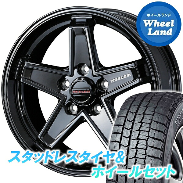 【25日(土)5の付く日限定クーポン!!】【タイヤ交換対象】 WEDS キーラー タクティクス グロスブラック ダンロップ ウインターマックス WM02 215/60R16 16インチ スタッドレスタイヤ&ホイールセット 4本1台分｜ホイールランド 店