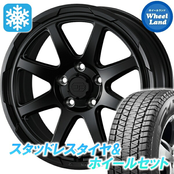 【25日(土)5の付く日限定クーポン!!】【タイヤ交換対象】 WEDS ウェッズ スタットベルク セミマットBK ブリヂストン ブリザック DM-V3 215/70R16 16インチ スタッドレスタイヤ&ホイールセット 4本1台分|ホイールランド 店