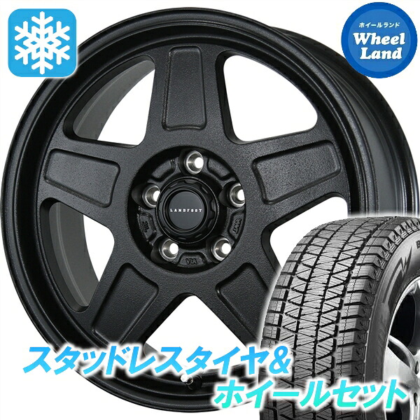 【10日(金)期間限定クーポン!!】【タイヤ交換対象】トヨタ RAV4 50系PHV除く トピー ランドフット GWD ラギッドブラック ブリヂストン ブリザック DM-V3 225/70R16 16インチ スタッドレスタイヤ&ホイールセット 4本1台分